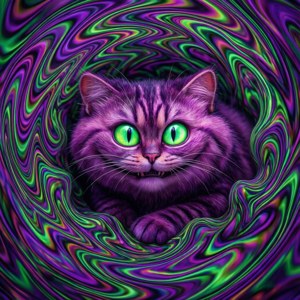 Cheshire-kat in 'n warrel van psigedeliese kleure. — Cheshire Cat Muurpapier