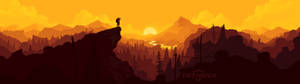 Dubbelskerm Firewatch-omslagmuurpapier. — 32:9 Muurpapier