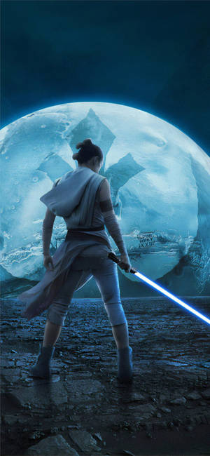 Rughoek-skoot van Rey met die skaduwee van die Weerstand in Star Wars Rise of the Skywalker-agtergrond. — iPhone 13 Pro Muurpapier