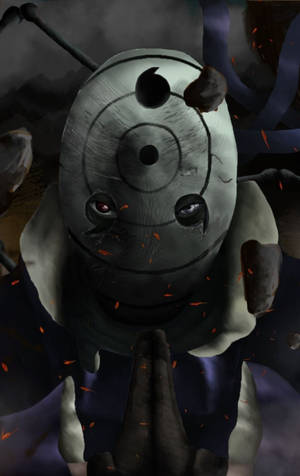 Dark artwork of Uchiha Obito In Rinne Sharingan Mask wallpaper. — Galaxy Tab S10+ Muurpapier
