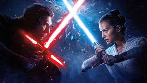 Rise of Skywalker Ren Rey Clash-agtergrond — Studio Display Muurpapier