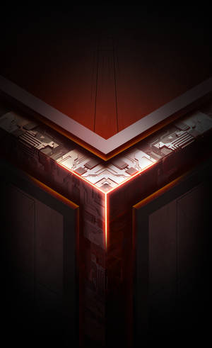 Rooi-tema Asus ROG-foonlogo-agtergrond — Galaxy Tab S10 Ultra Muurpapier