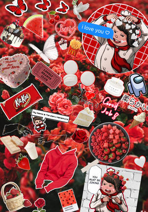 Rooi blomme Kitkat Picsart muurpapier — OnePlus Pad Muurpapier