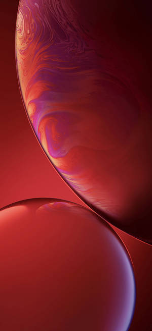iPhone XR-agtergrond van twee rooi gedraaide abstrakte borrels — iPhone Xr Muurpapier