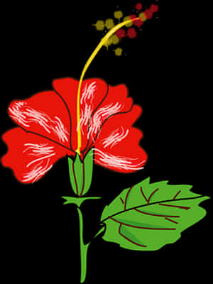 Rooi Hibiskus Vektor Illustrasie