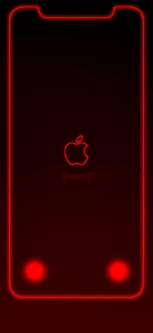 Apple-logo met rand in neonrooi iPhone XR-agtergrond — iPhone Xr Muurpapier