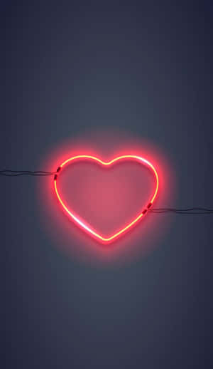 Neon Hart — Neon Rooi Estetiek Muurpapier
