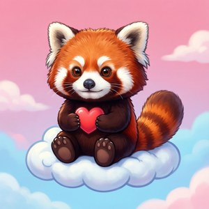 'n Oulike chibi-styl rooipanda-muurpapier met sagte pastelkleure. — Tecno Phantom V Flip2 Muurpapier