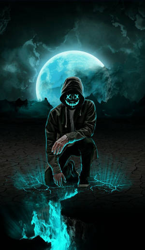 Rookagtige Neonmaan-agtergrond — Neon maan Muurpapier