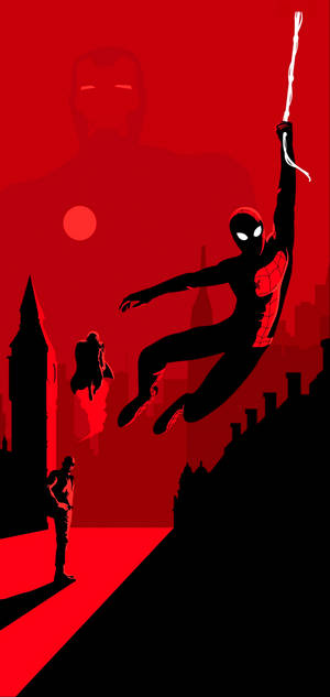 S10+ Spiderman En Ironman-agtergrond. — iPhone 11 Pro Max Muurpapier
