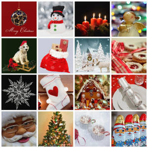 Santa se Kersfees Collage muurpapier