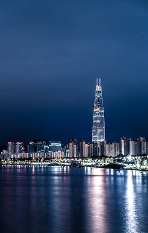 Seoul Lotte-toring-agtergrond. — Galaxy Tab Muurpapier