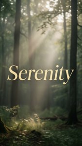 Liggoud 'Sereniteit' oor 'n mistige woud met ligstrale, rustige natuurestetika. — Estetiese woorde Muurpapier
