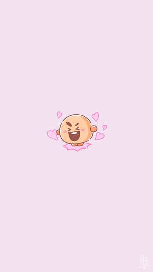 Shooky BT21 minimalistiese plakkaat-agtergrond — Lae Kontras Muurpapier