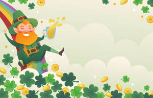 Sint Patricksdag met Spotprentkabouter — Oulik tekenprent Muurpapier