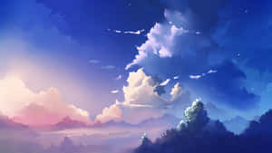 Anime Natuurskyn Agtergrond — Anime landskap Muurpapier