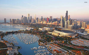 Skilderagtige Uitsig oor Chicago muurpapier — Gedemp Muurpapier