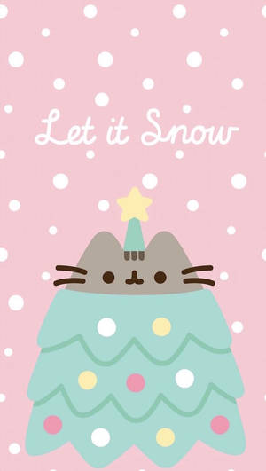 Skoon Kersfees Pusheen muurpapier — Oulike estetiese kersfees Muurpapier