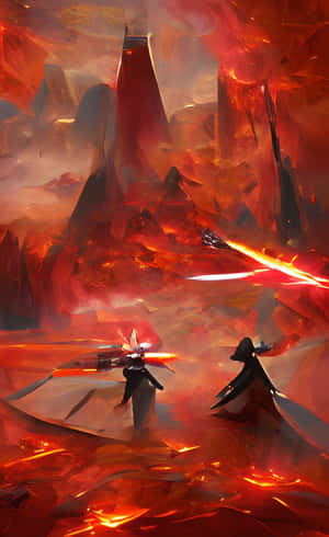 Skouspelagtige uitsig van die vulkaniese Mustafar-landskap — Moto Pad 60 Lite Muurpapier