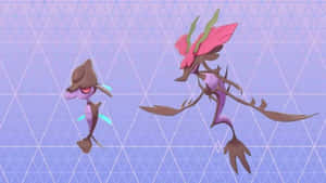 Skrelp en Dragalge op Pers Agtergrond — Pokémon Muurpapier