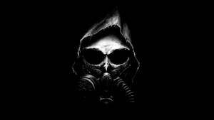Skull Met Asemhaler Donker 4k — Donker 4K Muurpapier