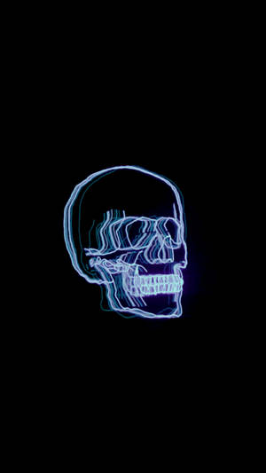 Skull Neon Esteties Donkerblou HD — Esteties Donkerblou Muurpapier