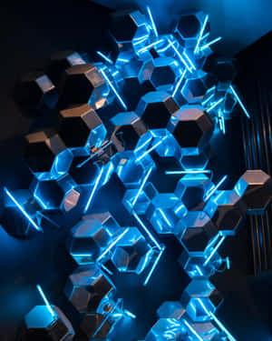 Neonblou agtergrond — Neon blou Muurpapier