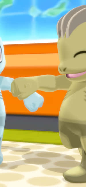 Skynende Machop Pokemon Met Glimlaggende Oë — Huawei nova Muurpapier