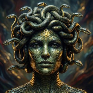 Medusa se kop met slange wat 'n kroon vorm. — Pixel Watch 5 Muurpapier