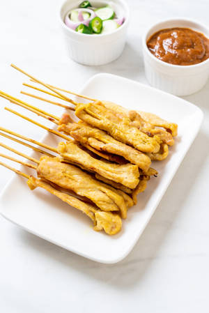 Smakelike Hoender Satay Asiatiese Kos — Huawei MatePad Air (2025) Muurpapier