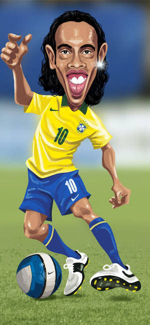 Snaakse Ronaldinho Karikatuur-agtergrond — iPhone 17 Pro Max Muurpapier