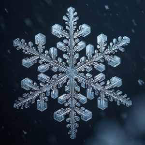'n Gedetailleerde makro-opname van 'n sneeuvlok se kristalstruktuur.
