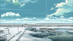 Sneeuw anime-landskap muurpapier — Anime landskap GIF Muurpapier