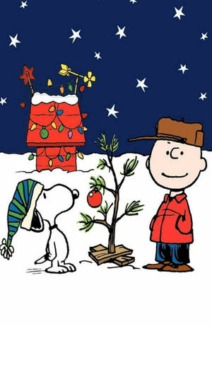 Snoopy Kersaand Agtergrond — Snoopy kersfees Muurpapier
