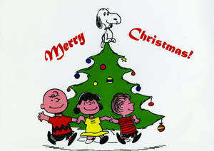 Snoopy Kersboom Top Agtergrond — Snoopy kersfees Muurpapier