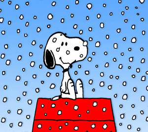 Snoopy Kersfees Sneeuhuis-agtergrond — Snoopy kersfees Muurpapier