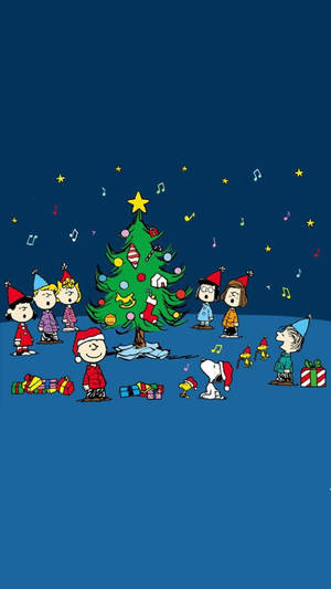 Snoopy Kersfees Sing Agtergrond — Snoopy kersfees Muurpapier