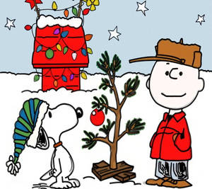 Snoopy Kersfees Sterre Agtergrond — Snoopy kersfees Muurpapier