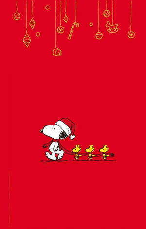 Snoopy Kersfees Rooi Serp Muurpapier