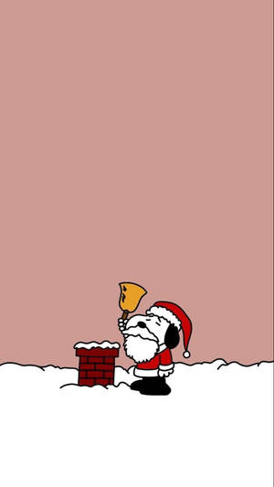 Snoopy Kersfees Skoorsteenklokkie Agtergrond — Snoopy kersfees Muurpapier