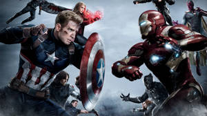 Somber Plakkaat Captain America Civil War — Iron Man Muurpapier