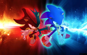 Sonic en sy aartsvyand en antiheld Shadow the Hedgehog-agtergrond.