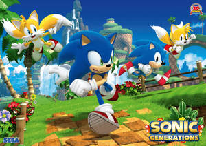 Sonic en Tails van Sonic Generations-speletjie-agtergrond.