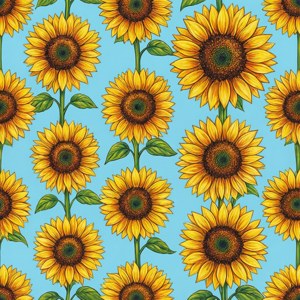 Vrolike herhalende patroon van sonneblomme op blou. — Tecno Phantom V Flip2 Muurpapier
