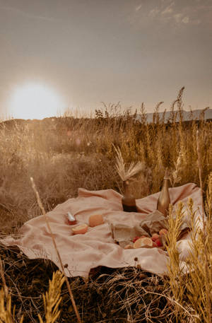Sonsondergang in gras en beige muurpapier — Honor MagicPad 3 Pro 12.3 Muurpapier
