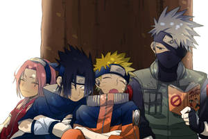 Span 7 Naruto Karakters Onder Boom-agtergrond — Naruto karakters Muurpapier
