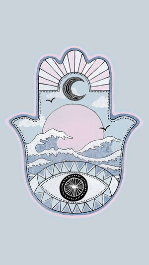 Spirituele Estetiese Hamsa Amulet Tekening — Spirituele Estetiek Muurpapier