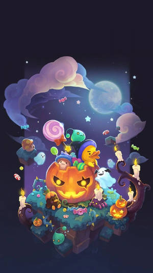 Spotprent Halloween in pampoen agtergrond