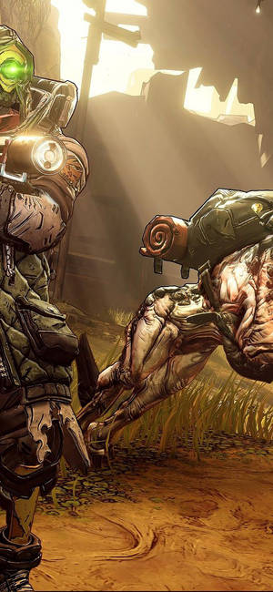 HD-gehalte beeld van FL4K in Borderlands-speletjie — Pixel 10 Pro Muurpapier