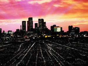 Stedelike Los Angeles-sonsondergang-agtergrond — Sononderlaan Muurpapier